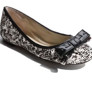 Ivanka Trump black and white leather calf hair Pearlis ballet flats size 6